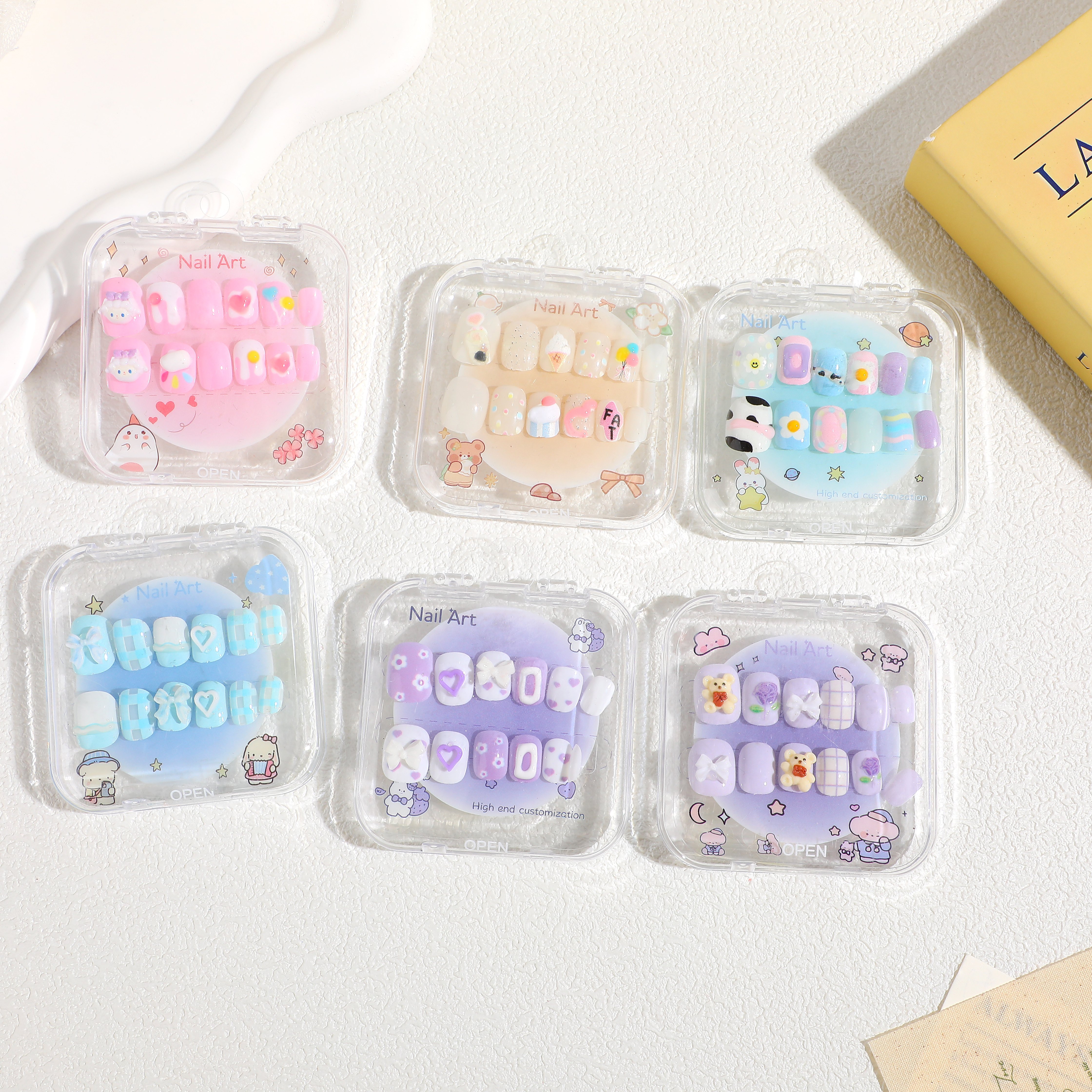 彩色美甲贴片套装创意装饰美甲贴穿戴式纯手工美甲配件套装