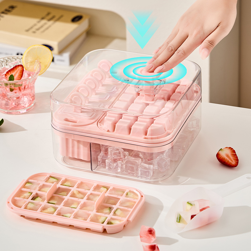 【CL】26Q3#0679 Rose-shaped silicone ice box, pink ice cube tray, multi-functional ice cup mold, household ice cube making tool