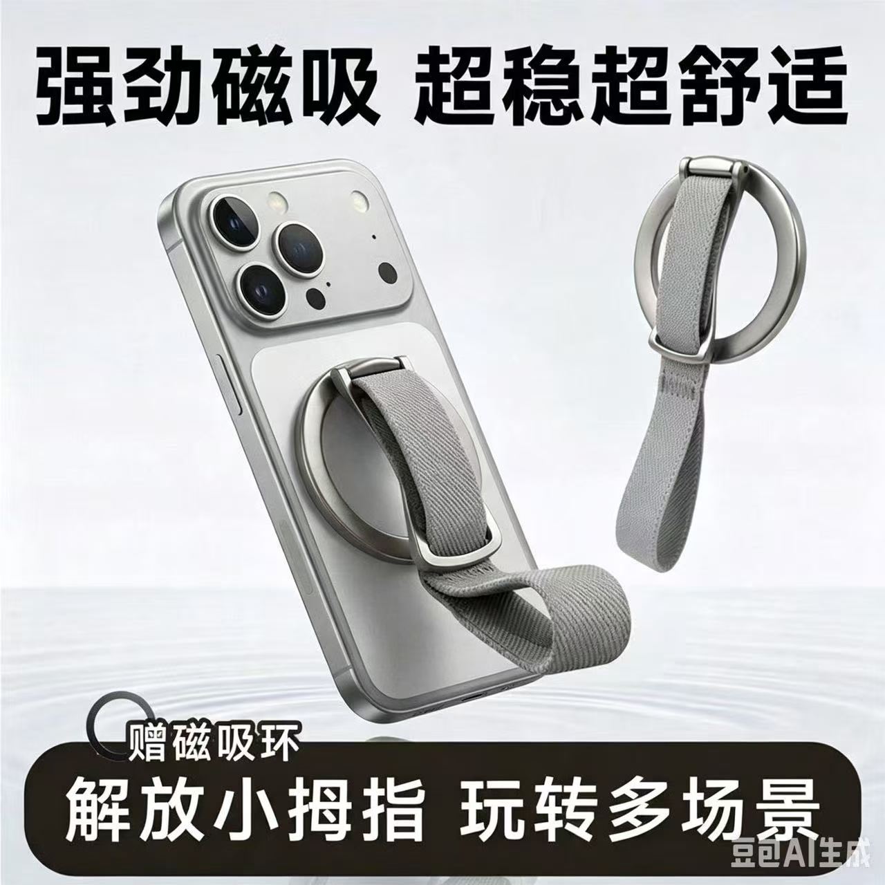New magnetic phone ring stand magsafe ring buckle webbing rotating desktop lazy magnetic rotation Item Picture