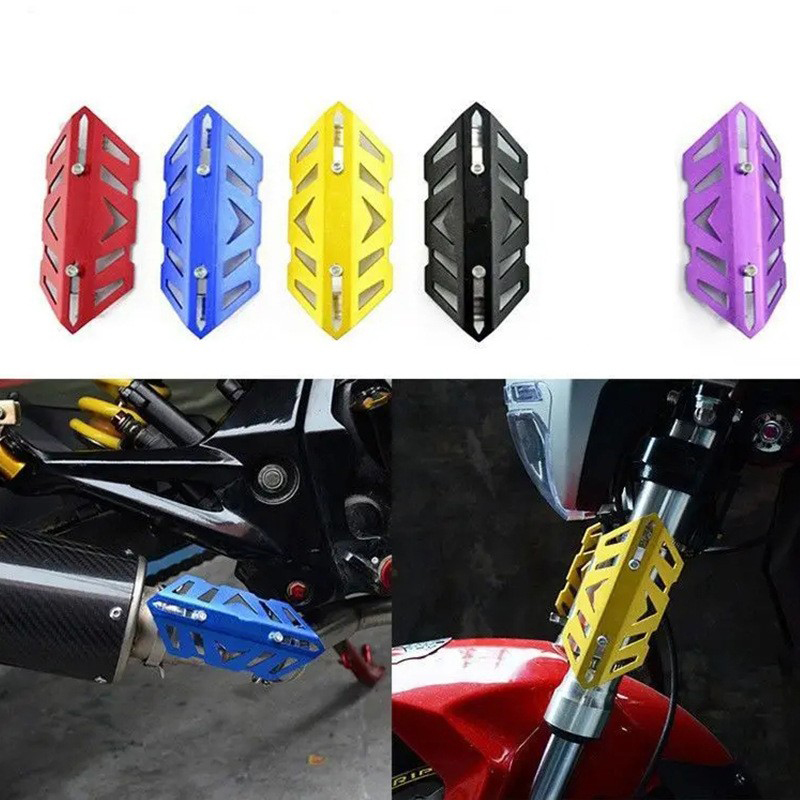 251107 Electric motorcycle front fork universal shock-absorbing cover protection, electric bike exhaust pipe decorative protection, aluminum alloy cover front fork protection cover Specification image