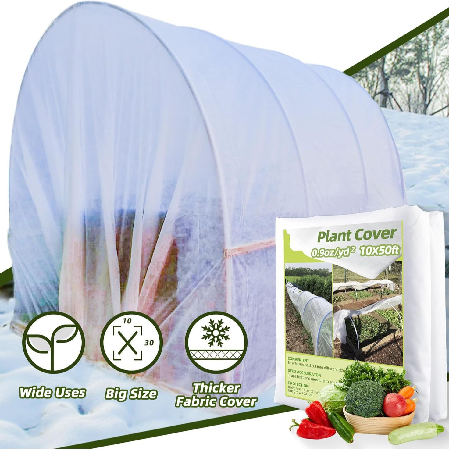 Three-proof cold-proof plant protection cover, thickened non-woven fabric anti-freezing and anti-insect fabric, winter cold-proof blanket for vegetables and fruits Item Picture