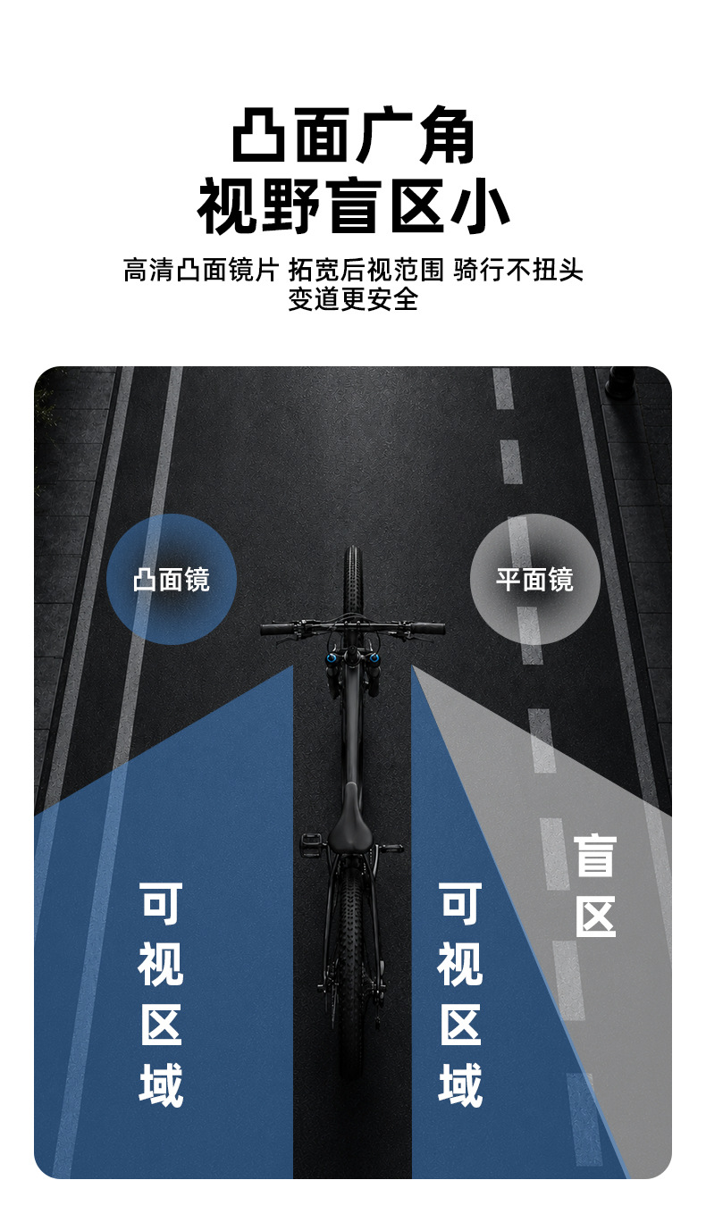 BG-5086 凸面自行车把塞后视镜圆形单车反光镜山地把堵观后镜骑行可调节倒车镜详情5