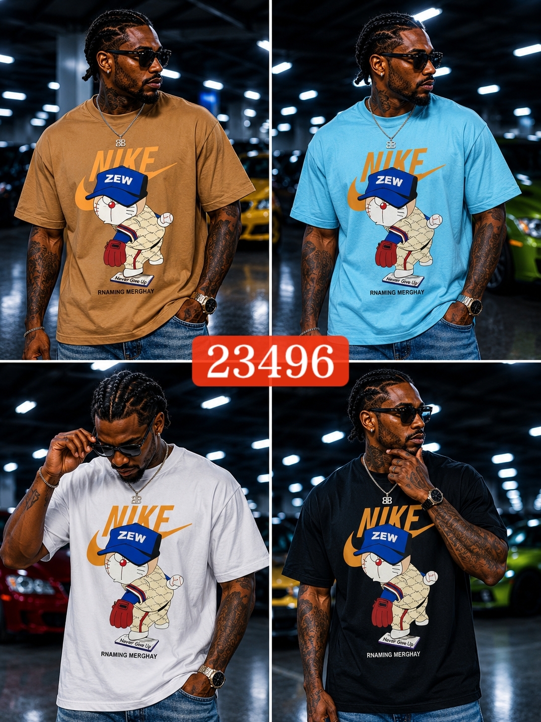 2026 Cross-border multi-color printed T-shirts for men and women, loose short-sleeved casual advertising shirts, trendy and versatile. Four color styles to choose from Application Scenario