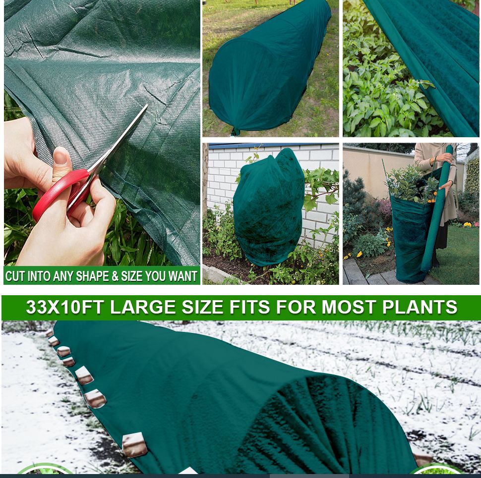 Three-proof cold-proof plant protection cover, thickened non-woven fabric anti-freezing and anti-insect fabric, winter cold-proof blanket for vegetables and fruits Specification image