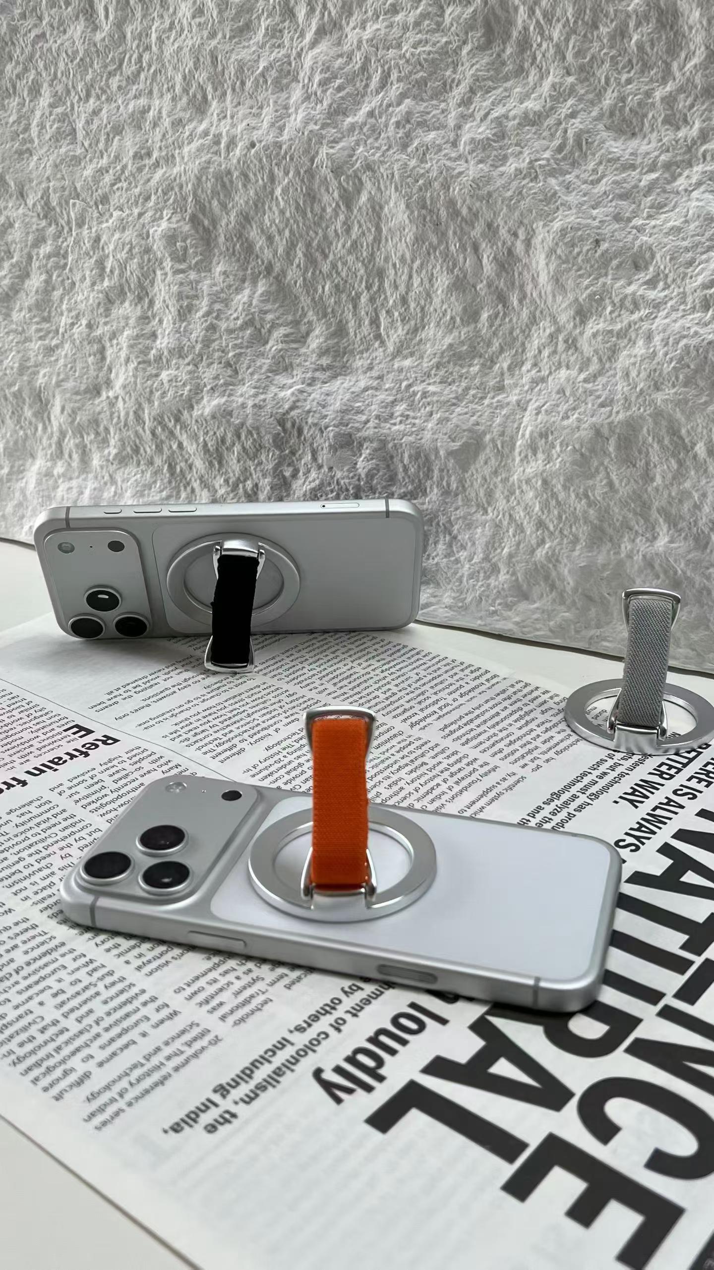 New magnetic phone ring stand magsafe ring buckle webbing rotating desktop lazy magnetic rotation detail image 2