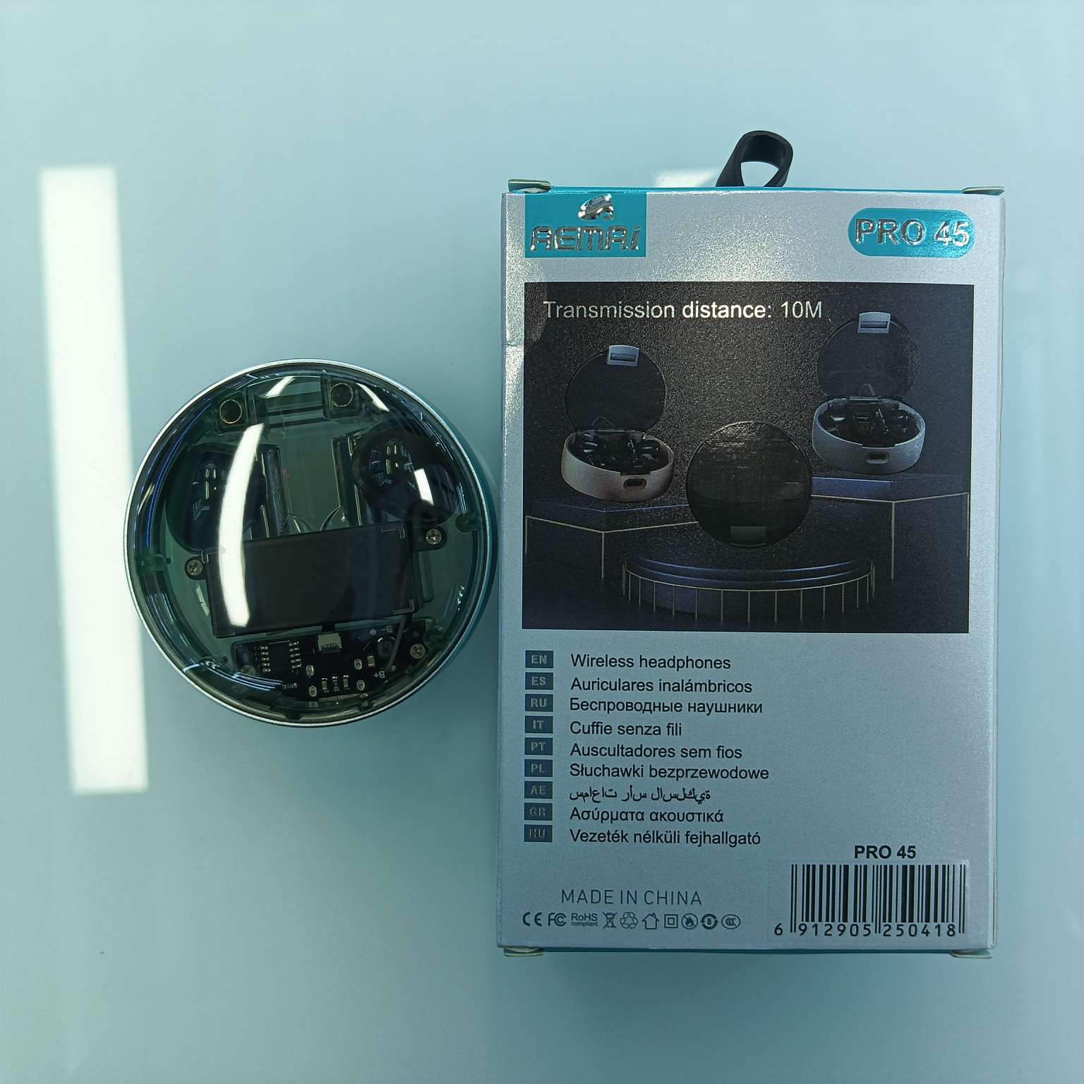AEMAI PRO45 Transparent Case Bluetooth Headphones, Bluetooth 5.5 TWS True wireless in-ear touch headphones, cross-border export wholesale details Picture