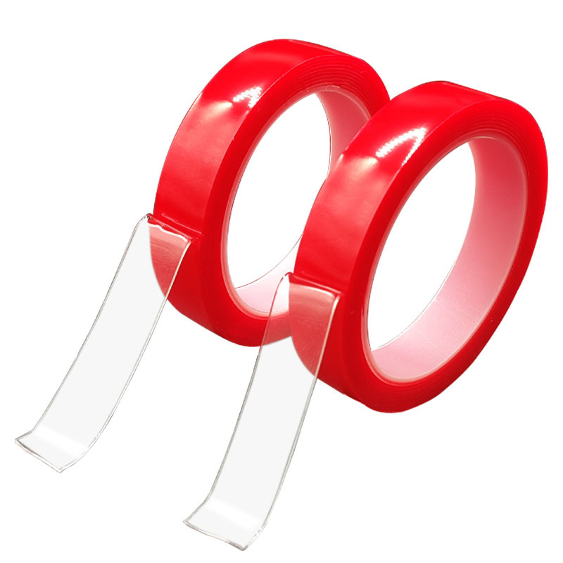 Red film transparent double-sided tape, high adhesion, waterproof and heat-resistant, custom decorative furniture 0.8mm strong acrylic double-sided tape Item Picture