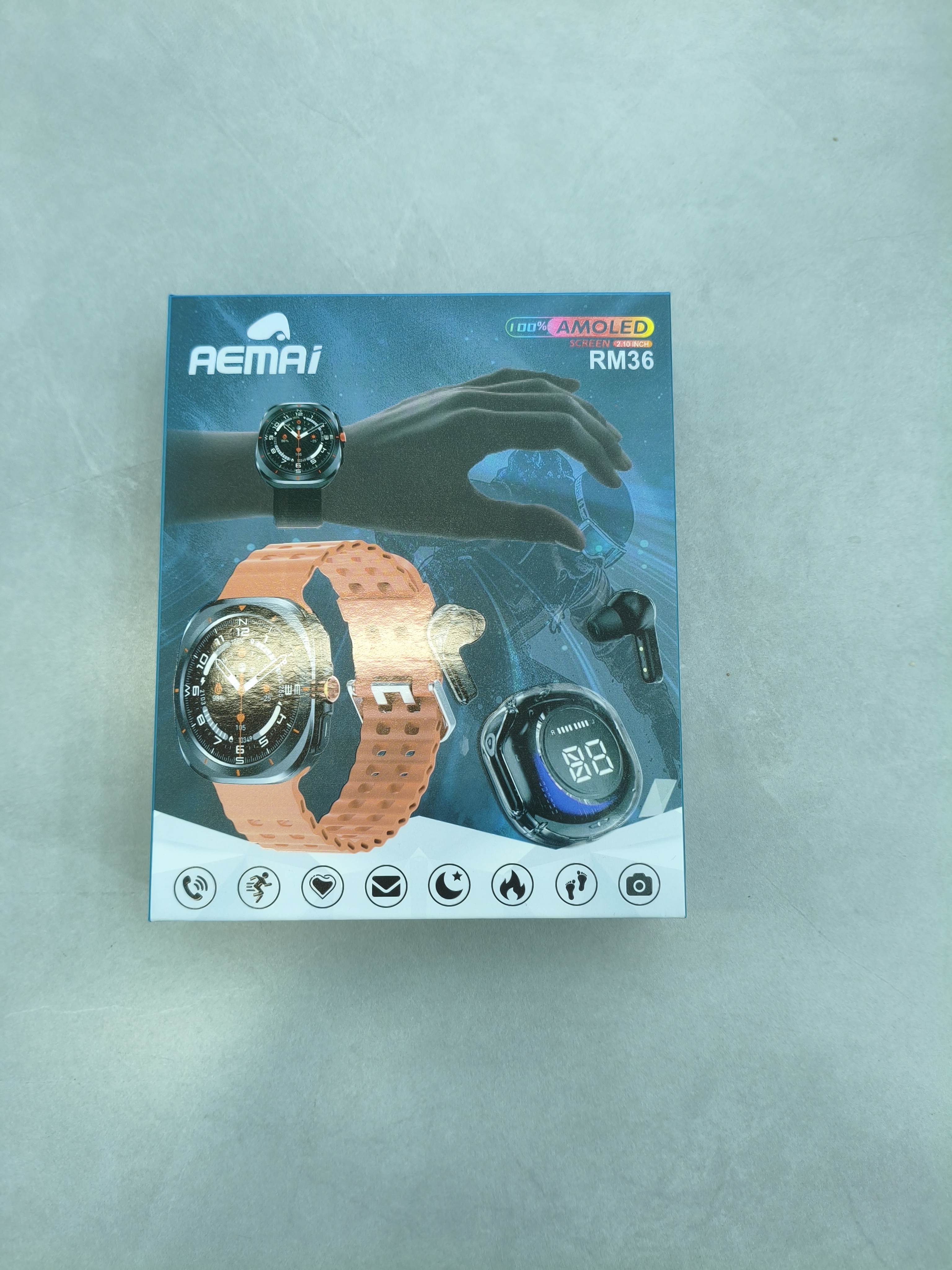 AEMAI RM36 Smartwatch Set AMOLED Large Screen Men's Outdoor Sports Smartwatch Double Strap Gift Box