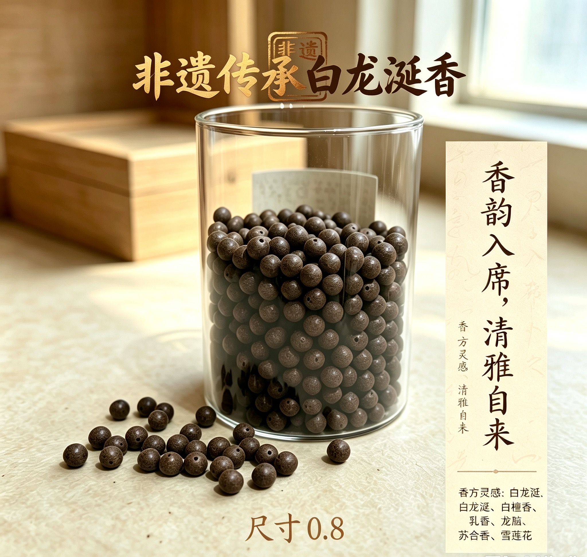 天然药香珠 手工串珠散珠 文玩配饰珠子瑶香阁#0.8白龙涎散珠