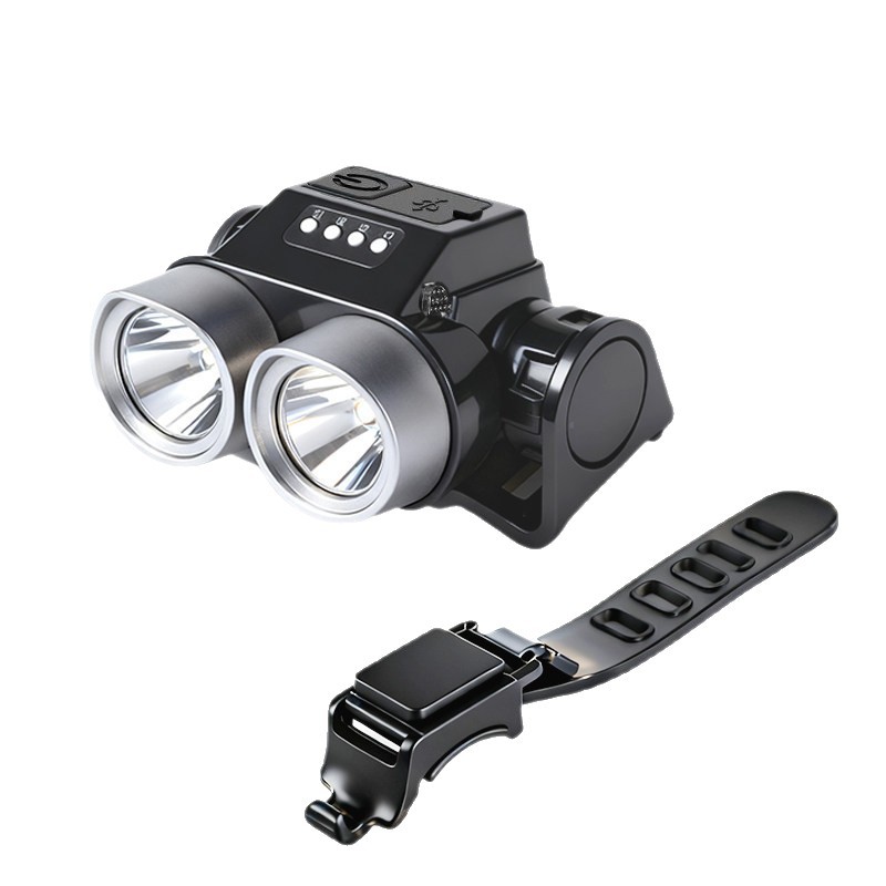 WH-B09B doble cabeza recargable bicicleta faros pantalla de batería faros de bicicleta iluminación nocturna linterna faros de bicicleta Item Picture