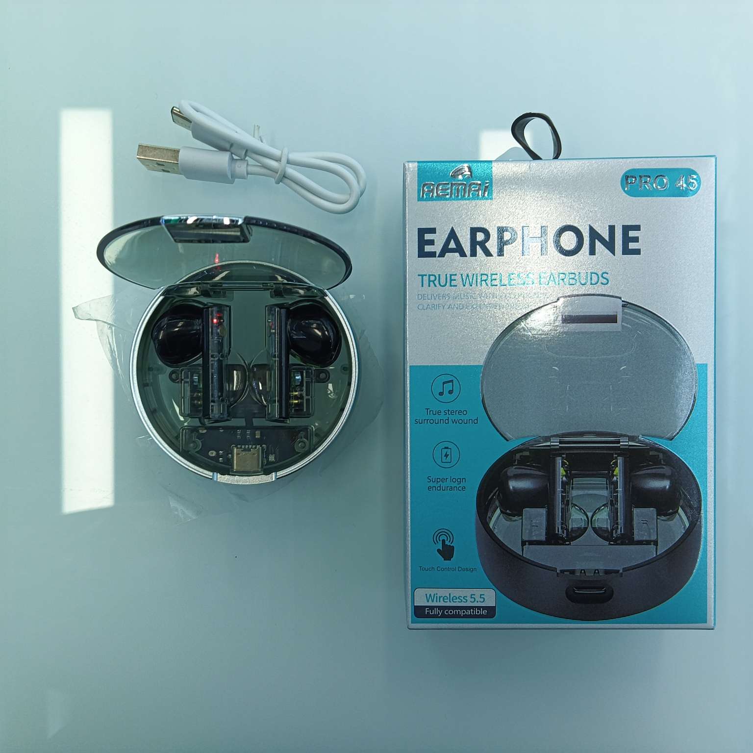 AEMAI PRO45 Transparent Case Bluetooth Headphones, Bluetooth 5.5 TWS True wireless in-ear touch headphones, cross-border export wholesale Application Scenario