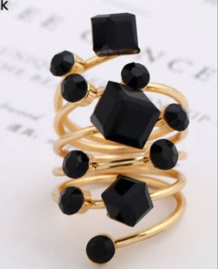 European and American retro colored crystal ring, multi-layer wound open ring for women, personalized and fashionable accessory details Picture