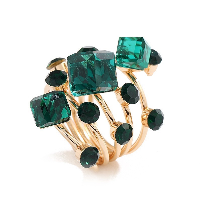 European and American retro colored crystal ring, multi-layer wound open ring for women, personalized and fashionable accessory Specification image