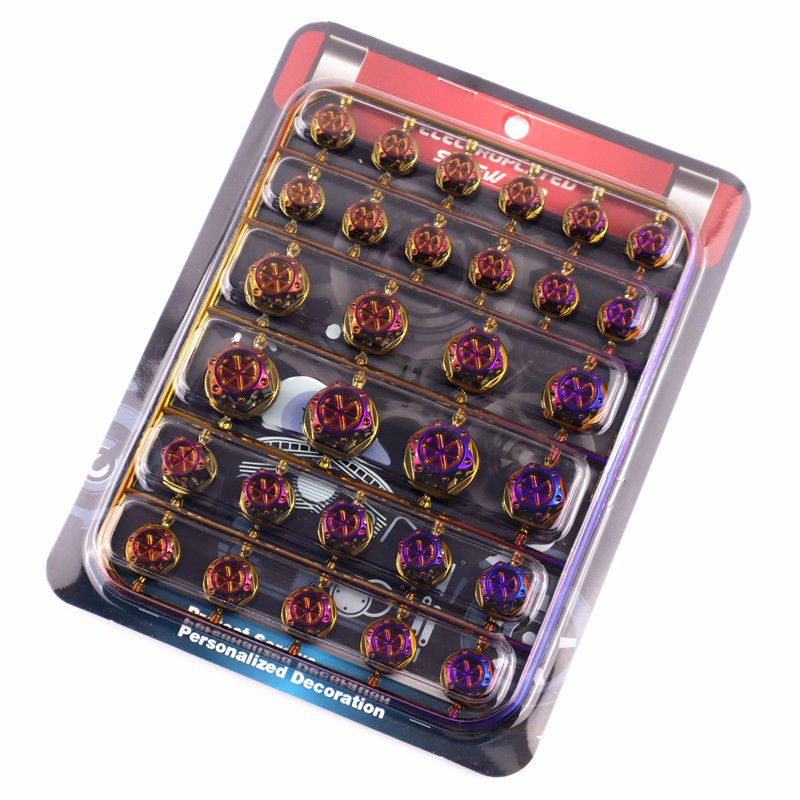 251202 Motorcycle head screw cap, decorative screw cap piece, scooter engine screw cap cover, titanium-colored outer round hexagon socket screw cap Specification image