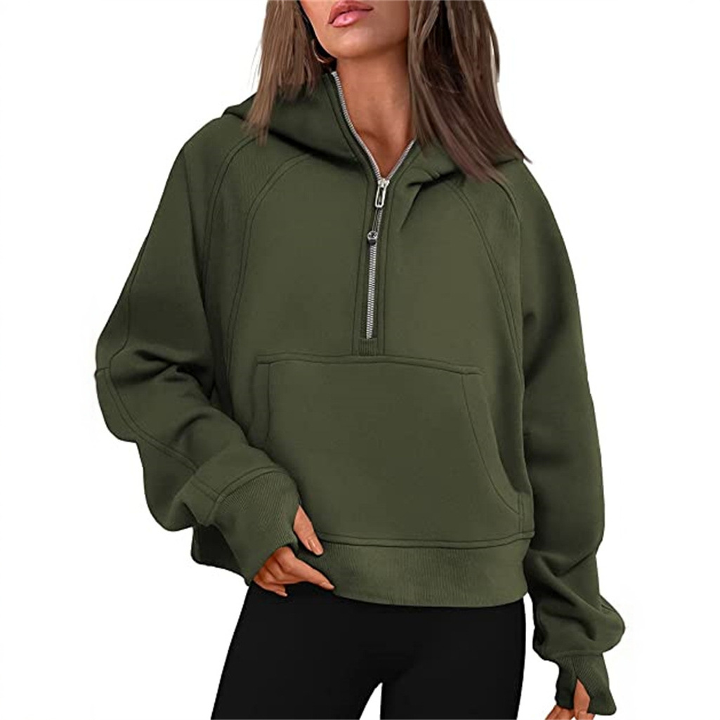 lu otoño invierno yoga ropa mujer deporte media cremallera sudadera con capucha sudadera hollow short plus Application Scenario