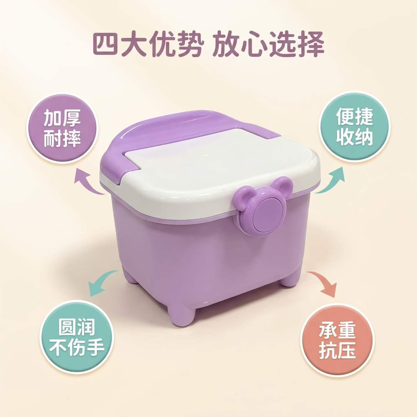 儿童多功能收纳箱可坐凳子家用玩具衣物零食整理储物箱带把手详情6