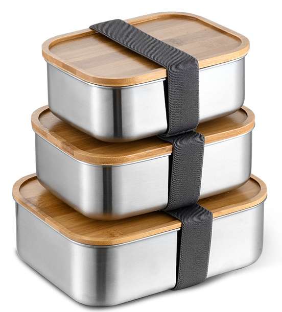 Stainless steel bamboo lid lunch box, sealed preservation box, student lunch box, refrigerator food storage box, large capacity Item Picture
