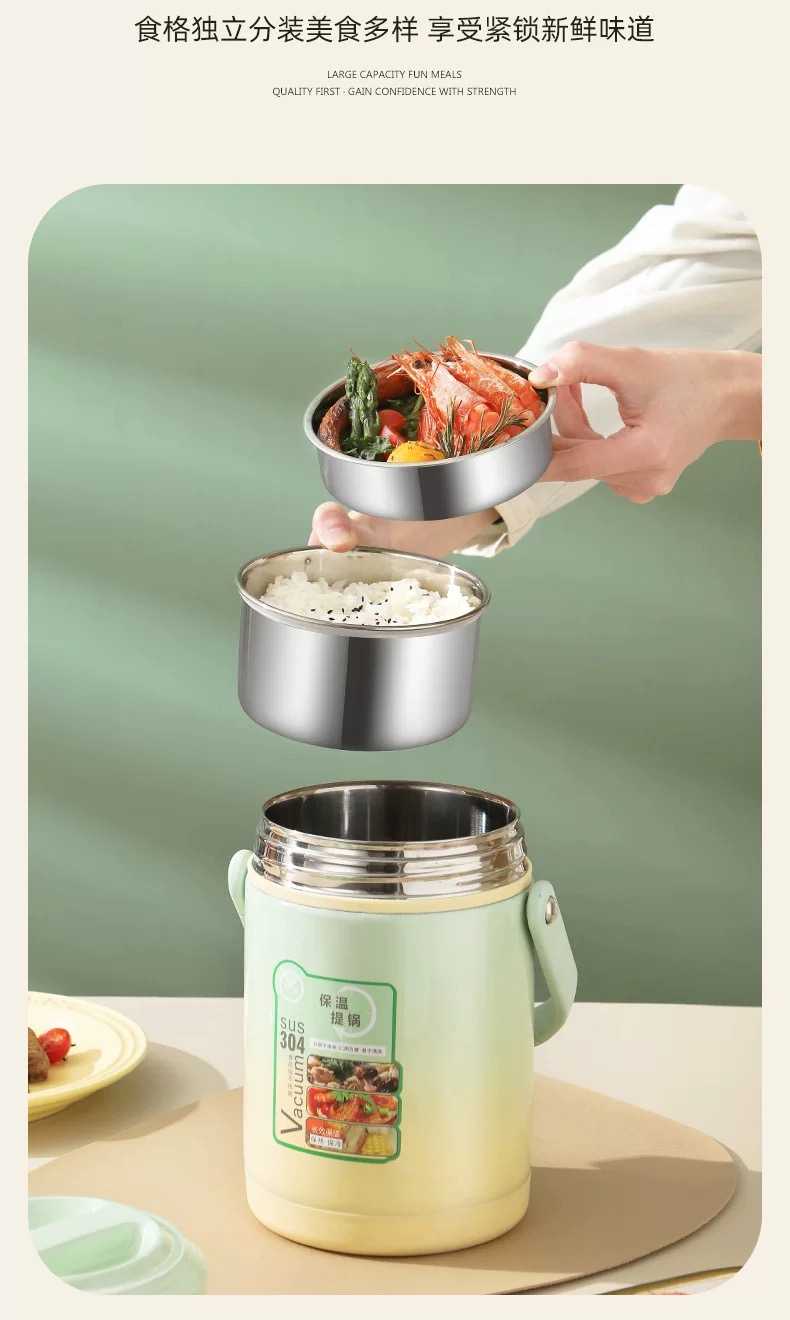 2026 New style insulated lunch box, 304 stainless steel pot, multi-layer rice bucket, office lunch box Item Picture