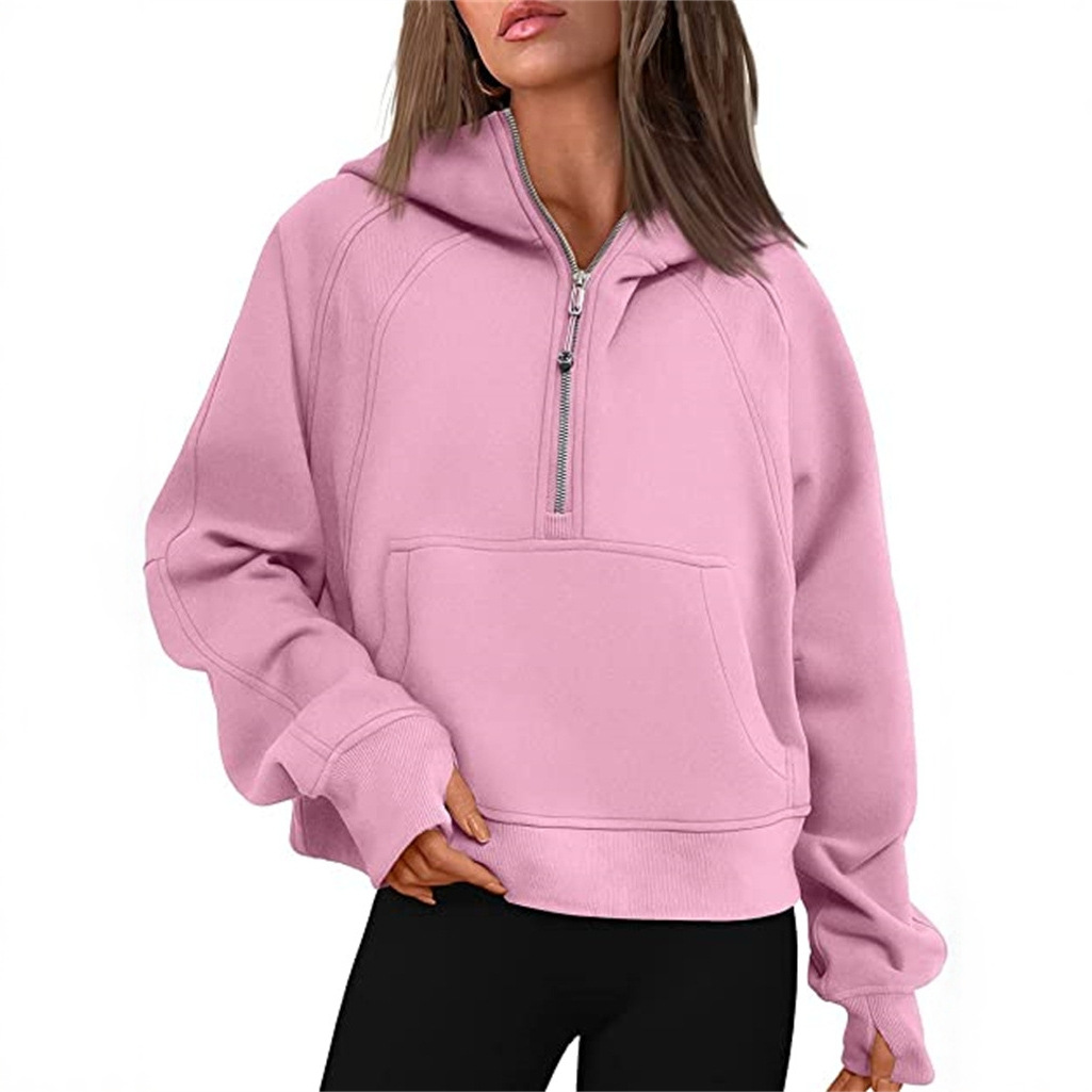 lu otoño invierno yoga ropa mujer deporte media cremallera sudadera con capucha sudadera hollow short plus