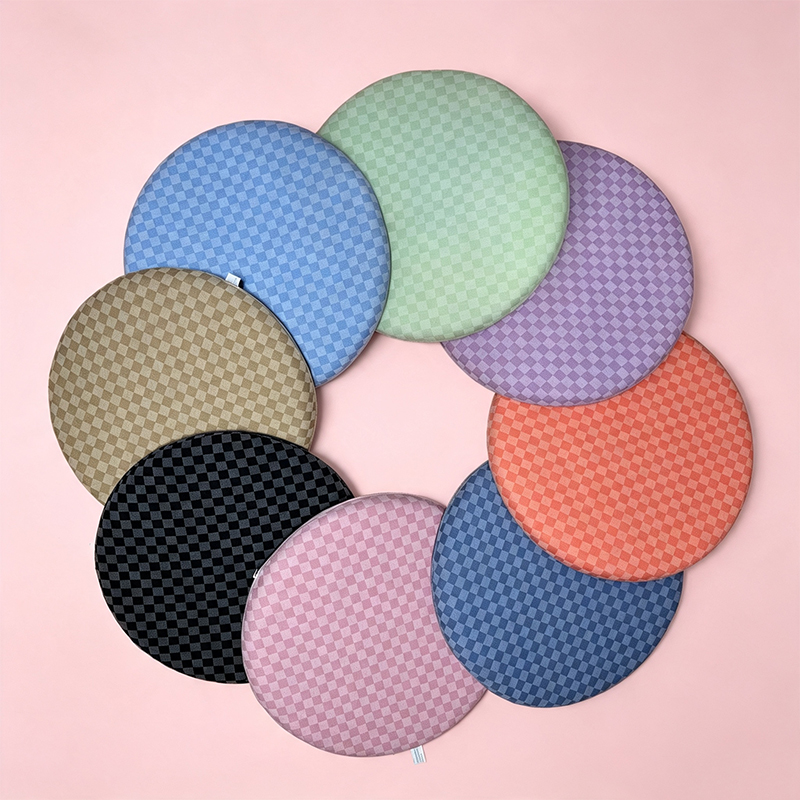 New rainbow round cushion, memory foam, detachable and washable seat cushion, thickened office comfortable backrest, wholesale available for export, colorful checkered round lumbar support seat cushion, chair lumbar support, leather-sewn comfortable anti-slip office leisure cushion