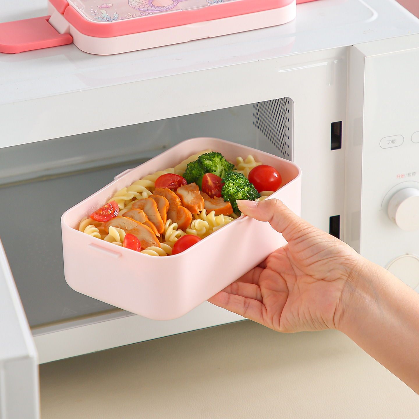 【CL】26Q3#6729 Colorful Cartoon Fresh-keeping Lunch Box Set, Stainless Steel four-compartment Lunch Box, Instant Noodle Bowl, Student Portable Tableware set Specification image
