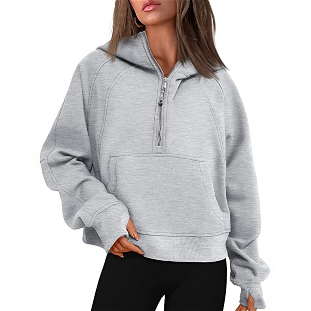 lu otoño invierno yoga ropa mujer deporte media cremallera sudadera con capucha sudadera hollow short plus Item Picture