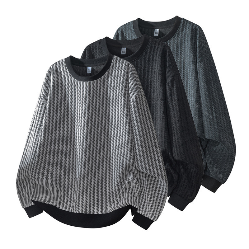 Spring and autumn new Japanese striped long-sleeved T-shirts, men's sweatshirts, casual loose base coats, men's outerwear, sweatshirts, base coats
