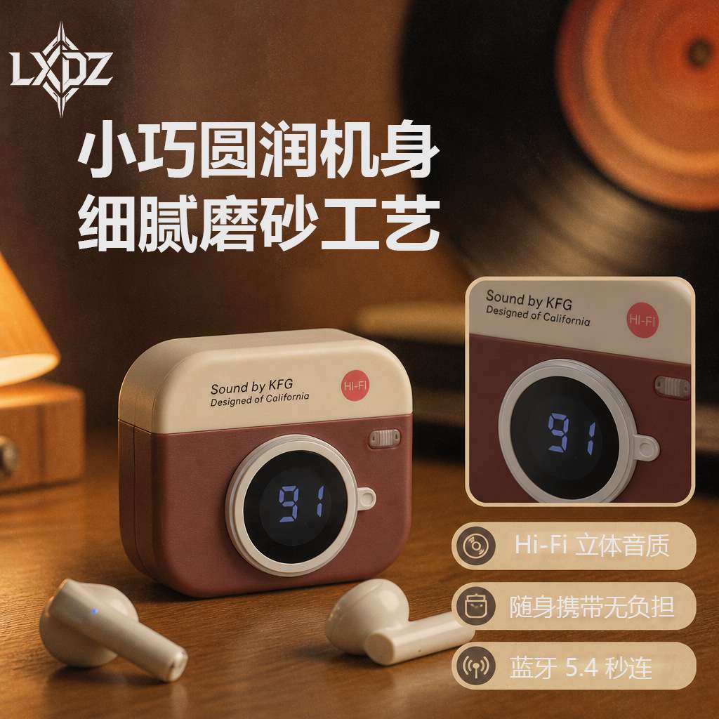 LXDZ 2026 Retro Camera Bluetooth Headphones, wireless, high appearance level, noise-cancelling and long battery life * details Picture