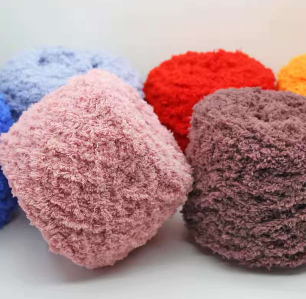 Coral felpa hilo hilo suave y grueso pañuelo tejido a mano sombrero guantes toalla de tres hilos hilo de material diy Specification image