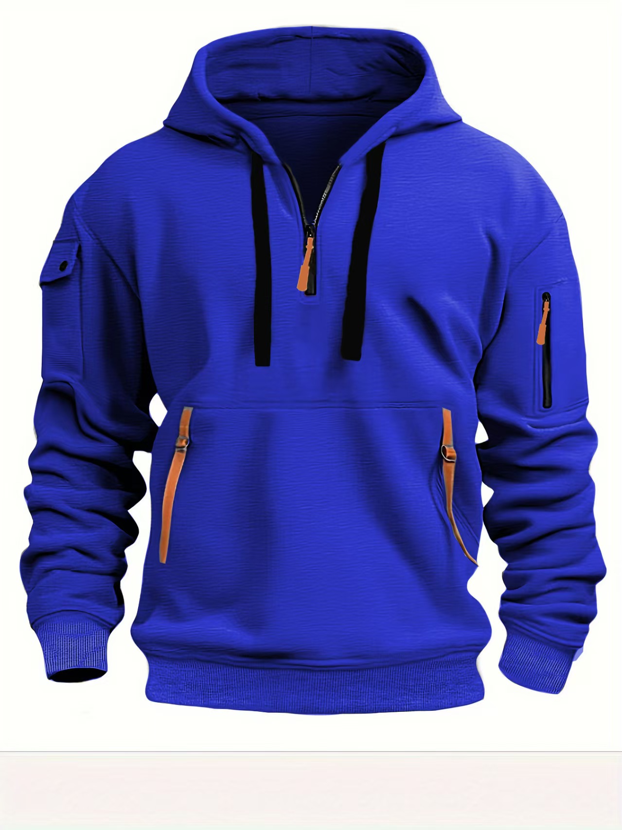 Cross-border foreign trade European-style Spring and Autumn men's hoodie, hooded zipper, multi-pocket pullover, men's sporty and casual jacket