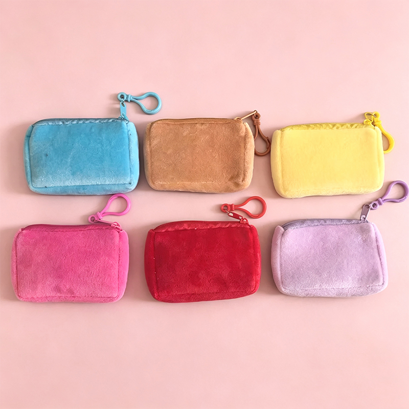 Candy-colored macaron coin purse, children's cute cartoon custom logo embroidered schoolbag, keychain pendant, hanging decoration, colorful suede coin purse, children's card case, fashionable small bag, trendy ladies' bag, multi-functional toy coin bag