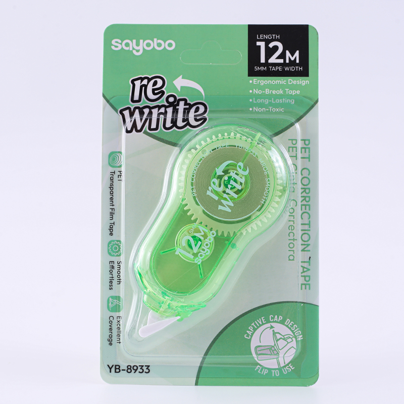 YB-8933 English version 12-meter full length correction tape PET ultra-thin transparent Film Correction Tape
