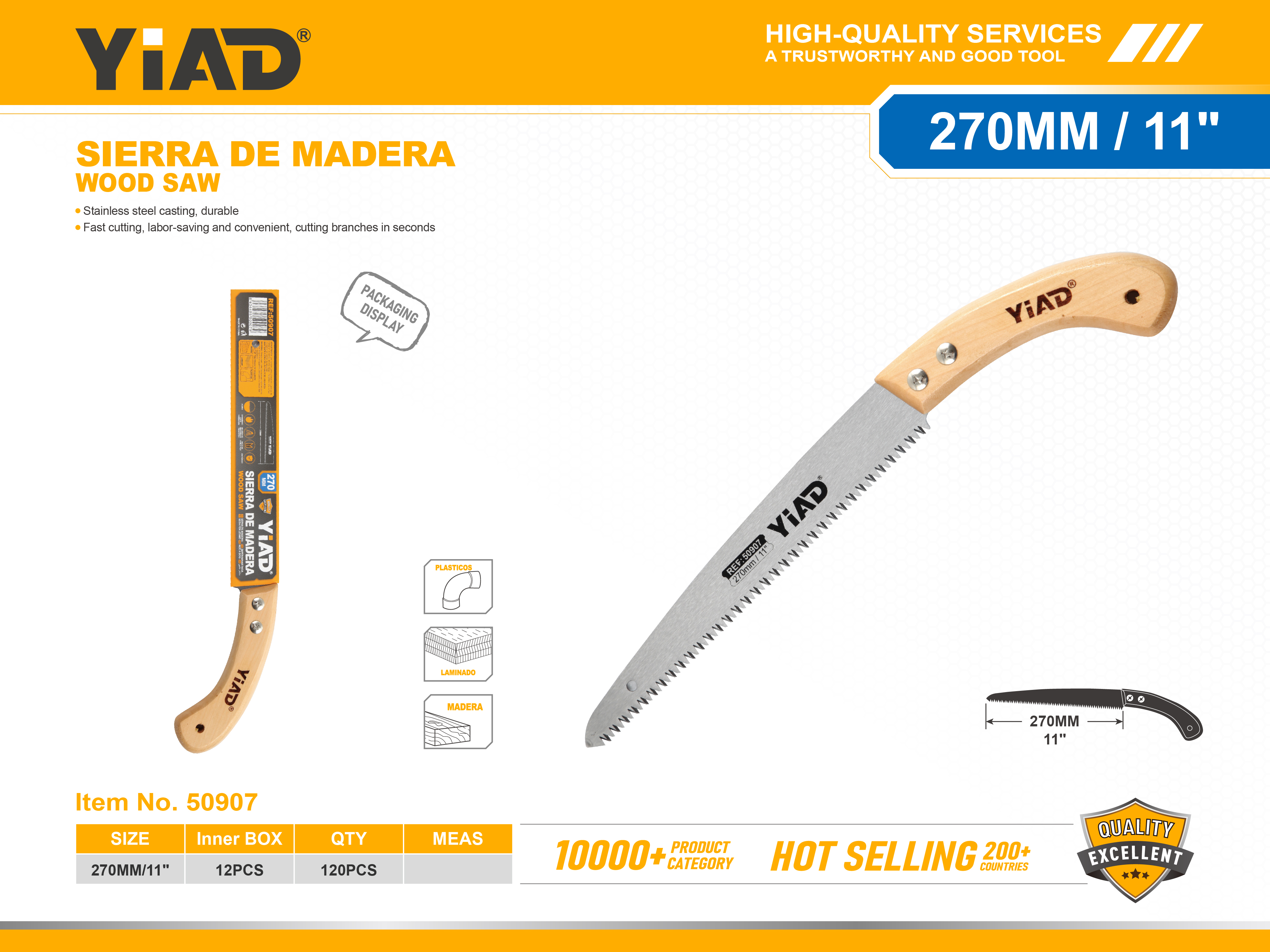 YIAD 270MM cuchilla pequeña sierra sierra mano tabla