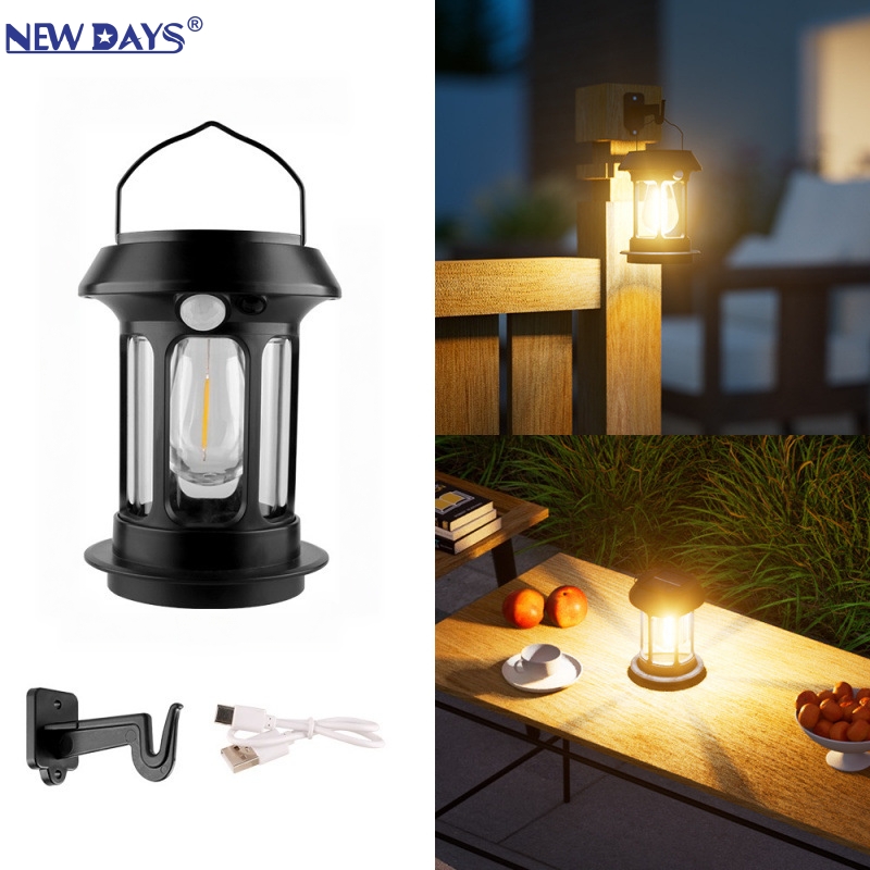 NEWDAYS brand's new cross-border human-sensing rechargeable solar lamps, outdoor waterproof garden lamps, portable tungsten filament lamps and ambient camping lamps Application Scenario