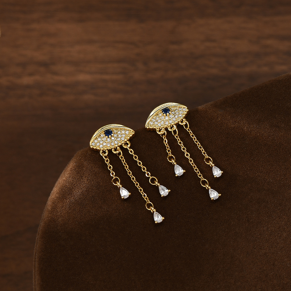 Golden devil eye gotas de agua borlas pendientes novedad niche varios estilos pendientes Specification image