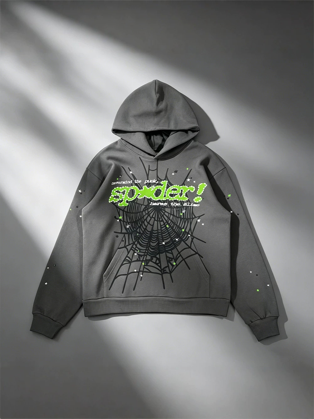 High-quality cross-border European and American streetwear brand spider web fleece loose, casual, large-sized, versatile and trendy men's hoodie and sweatshirt details Picture