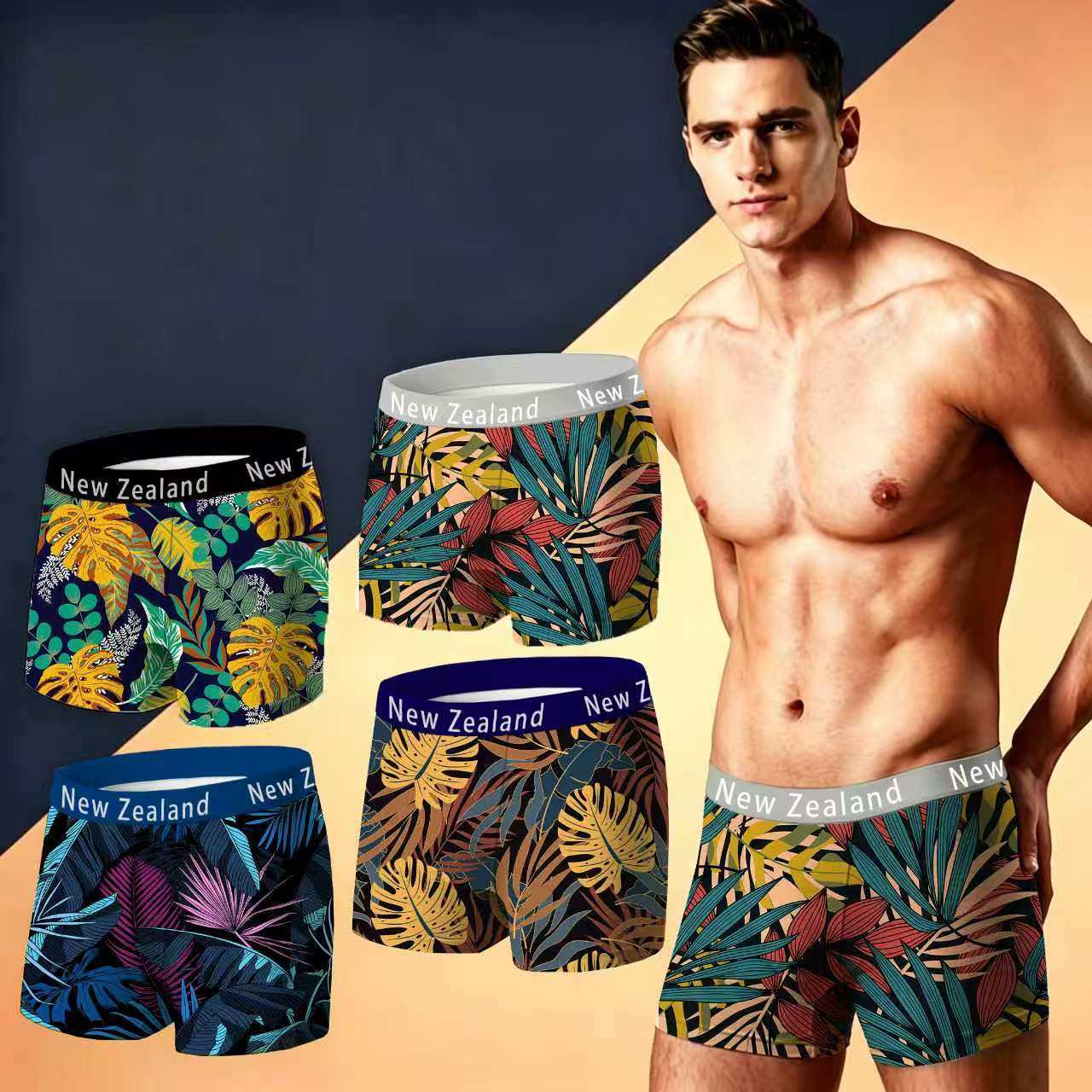NZ010#New Zealand mens tamaño extra grande calzoncillas color de la cintura cintura cómoda calzoncillas amigables con la piel leche calzoncillas de seda para hombres QNI Item Picture