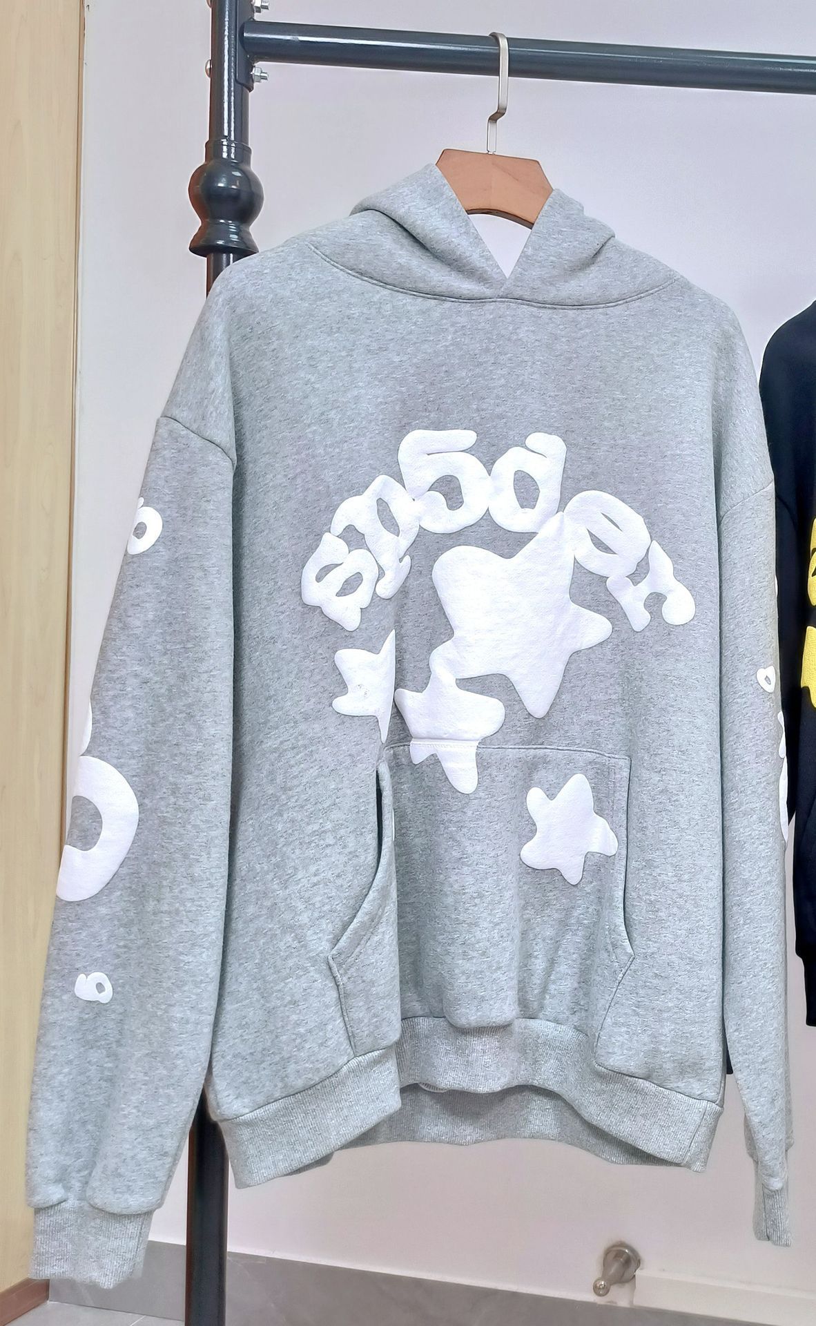 High-quality cross-border European and American streetwear brand spider web fleece loose, casual, large-sized, versatile and trendy men's hoodie and sweatshirt Item Picture