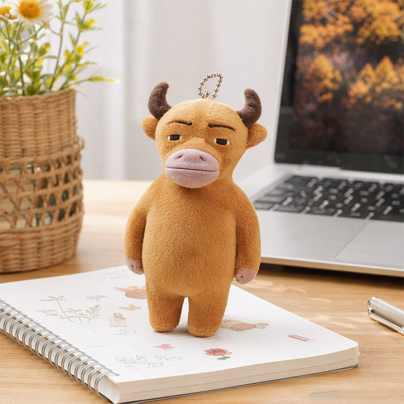 Vaca viene colgante alrededor de peluche llavero pequeño colgante anime dibujos animados lindo vaca forma muñeca de peluche almohada suave juguetes para niños muñeca de trapo regalo colección Specification image