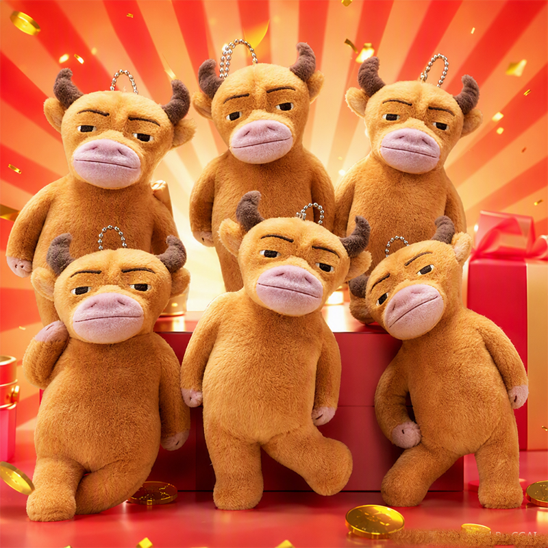 Vaca viene colgante alrededor de peluche llavero pequeño colgante anime dibujos animados lindo vaca forma muñeca de peluche almohada suave juguetes para niños muñeca de trapo regalo colección Item Picture