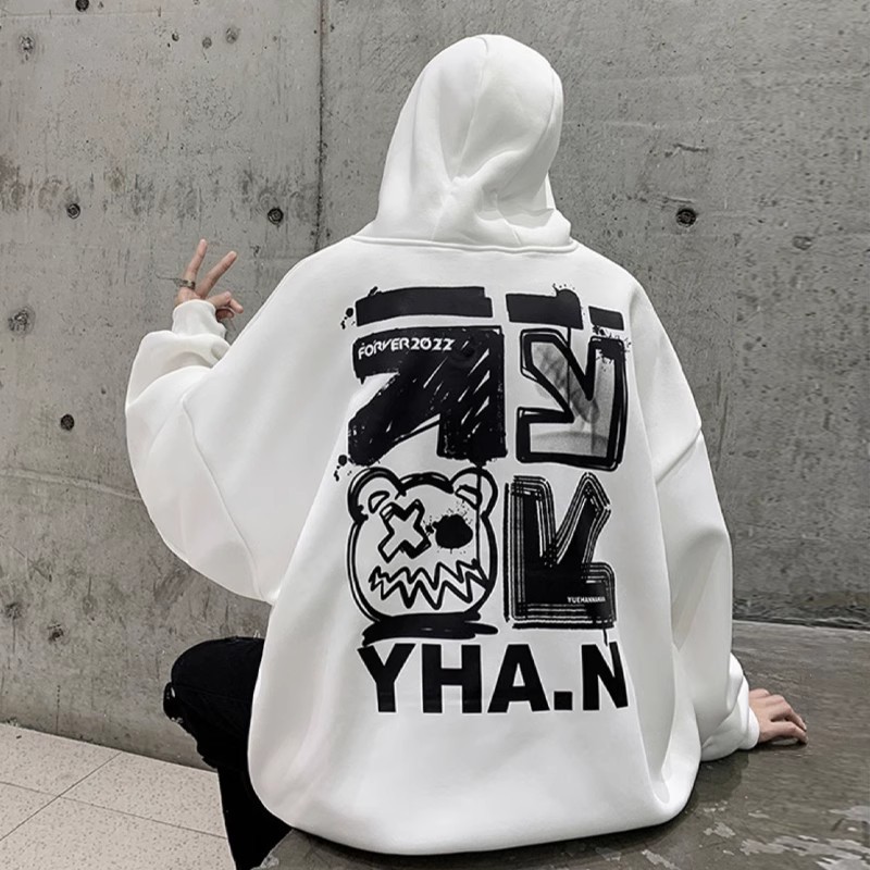 American streetwear brand's latest hooded sweatshirt for men's autumn and winter, high street oversized loose and versatile fleece jacket sweatshirt Bape sweatshirt Application Scenario