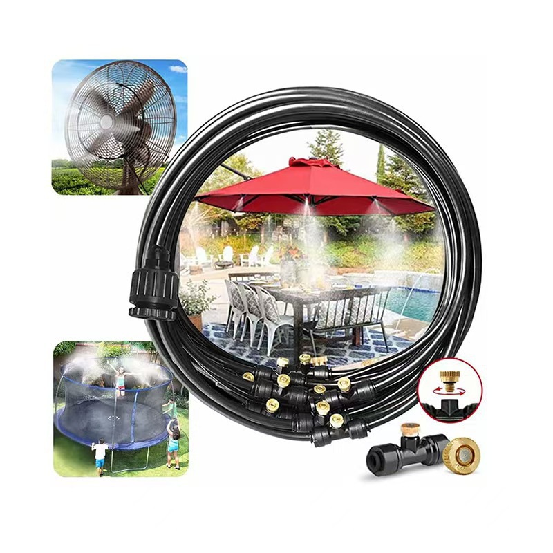 Dual-exhaust fan spray ring outdoor low-pressure atomization cooling kit, garden courtyard trampoline terrace cooling spray system Item Picture