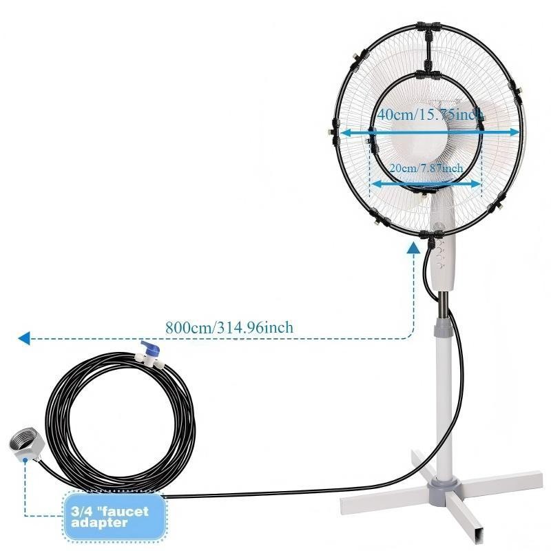 Dual-exhaust fan spray ring outdoor low-pressure atomization cooling kit, garden courtyard trampoline terrace cooling spray system details Picture
