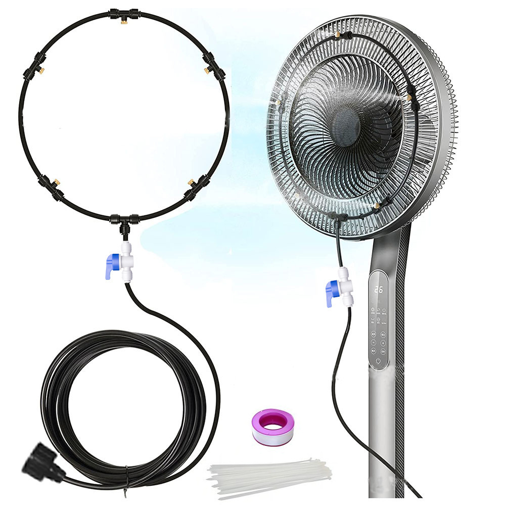 Dual-exhaust fan spray ring outdoor low-pressure atomization cooling kit, garden courtyard trampoline terrace cooling spray system Specification image