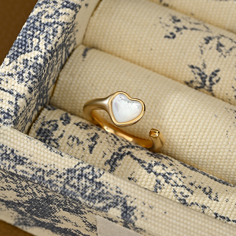 Baibei corazón abierto anillo mujer ajustable corazón anillo de oro simple temperamento decoración de la mano fuente Item Picture