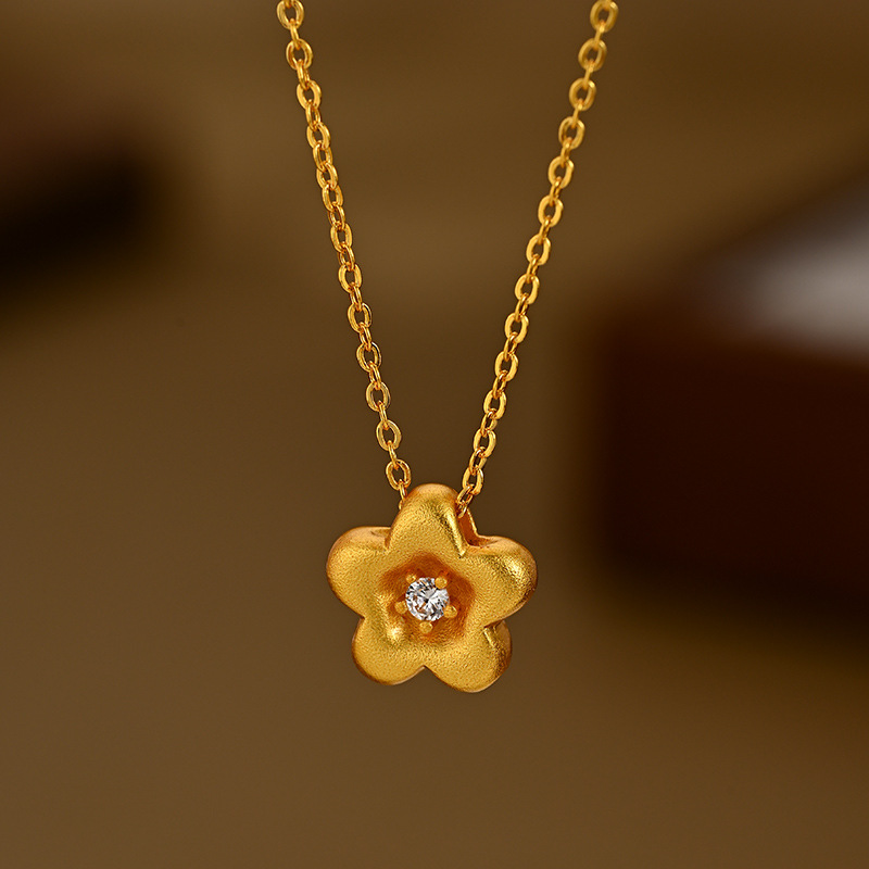 Mate mate mate mate mate collar de flores pequeñas corazón de mujer con piedras colgante de flor de cinco pétalas cadena de clavícula collar de mujer simple fuente details Picture