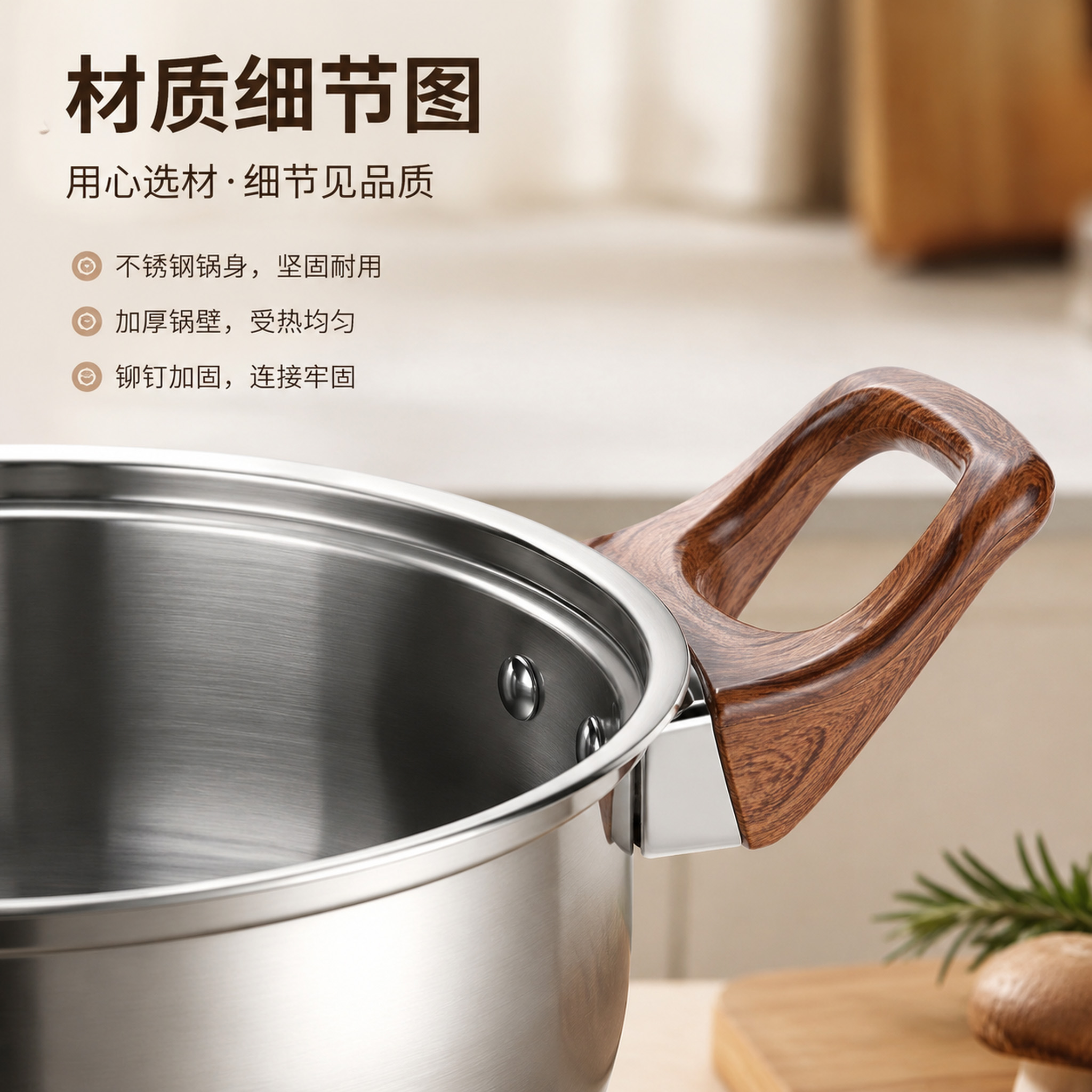 CGUCOOK Cross-border Stainless Steel Cookware with wood grain handle 12-piece set, stainless steel pot set, milk pot, soup pot, flat pot, practical household pot Application Scenario