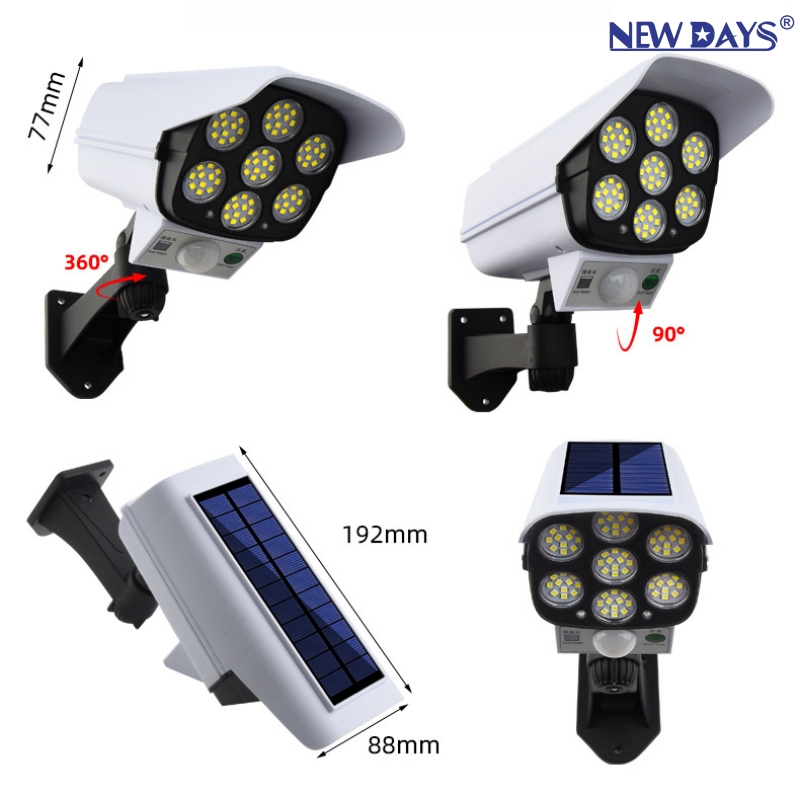 NEWDAYS marca transfronteriza nueva luz de monitoreo de simulación solar led, luz de emergencia de ángulo ajustable de sensor humano, luz de patio impermeable al aire libre Item Picture