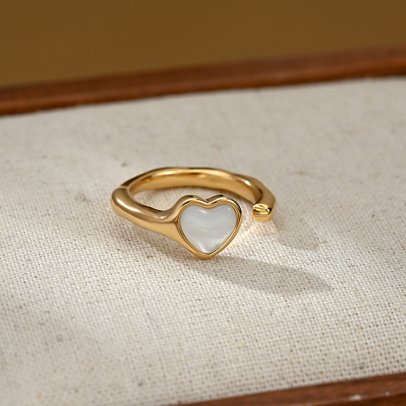 Baibei corazón abierto anillo mujer ajustable corazón anillo de oro simple temperamento decoración de la mano fuente Specification image