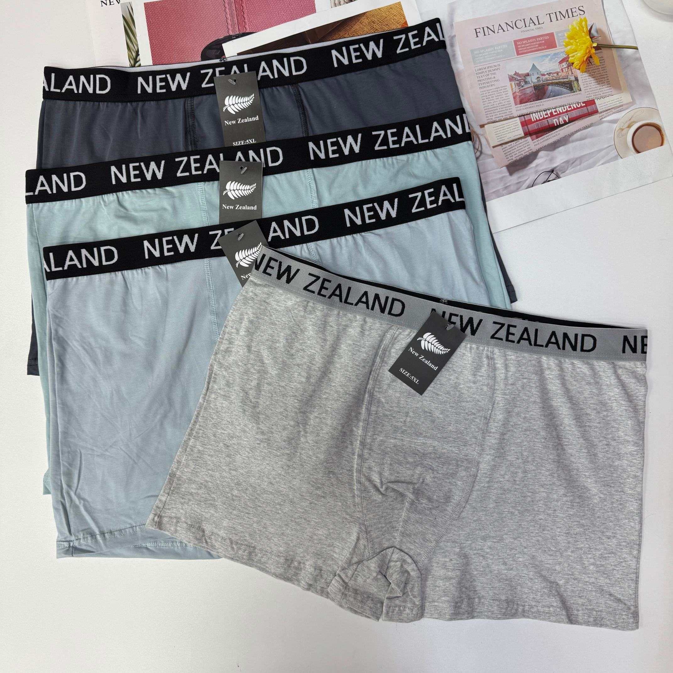 002#New Zealand calzoncillos de los hombres tamaño más grande jacquard cintura de los hombres boxers de algodón de color sólido calzoncillos de algodón de los hombres QNI